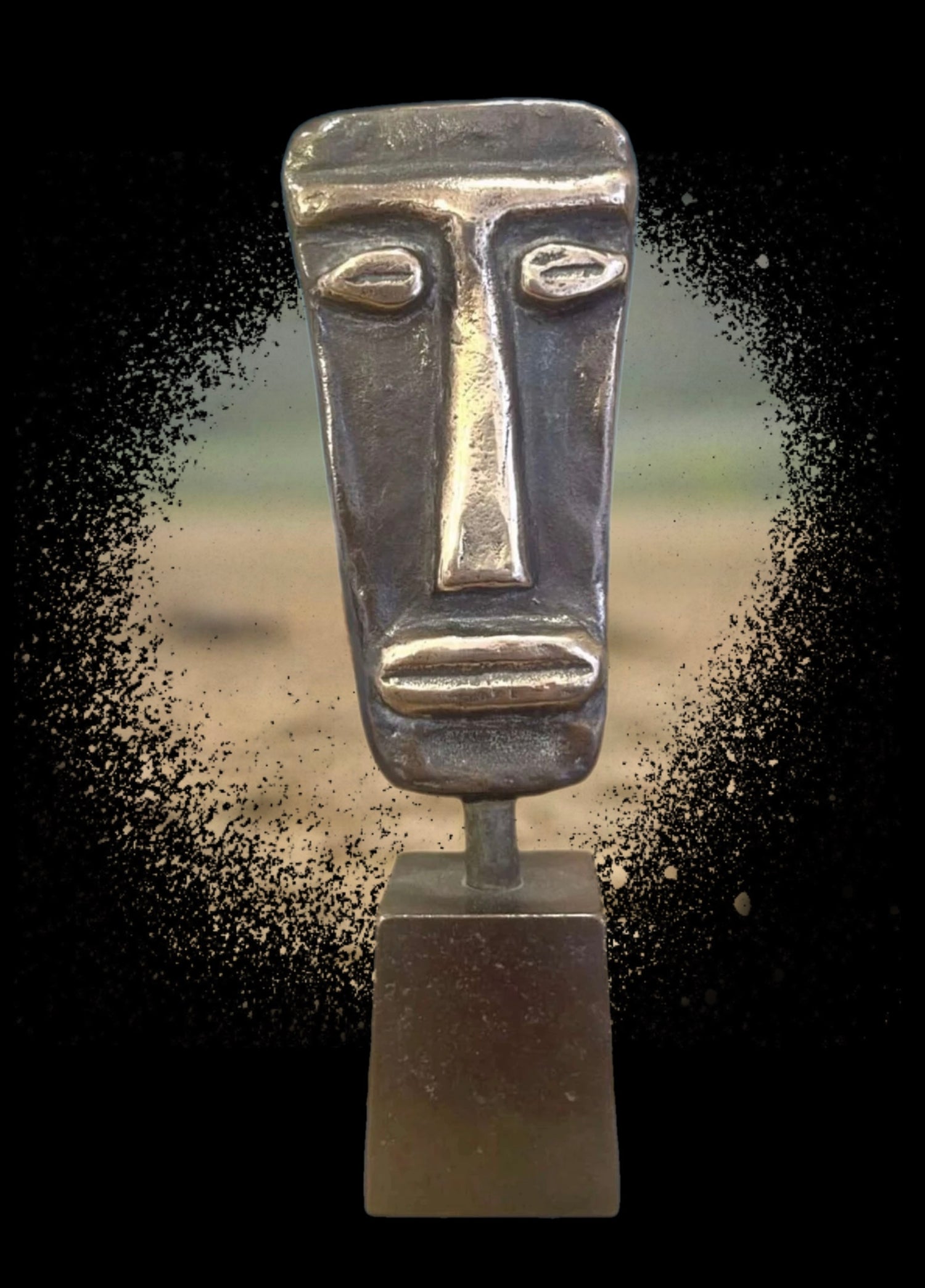 Bronzeskulptur afrikansk maske